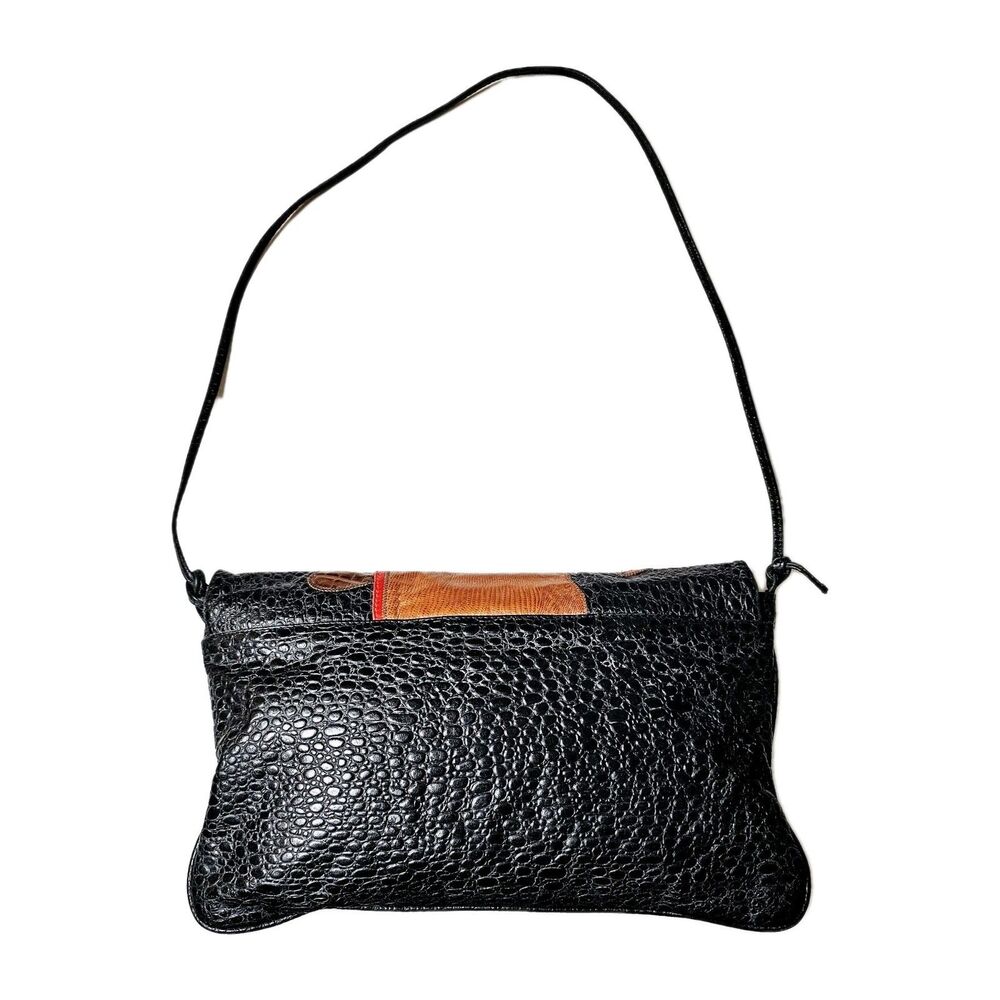 VTG Pinky Crossbody Shoulder Bag Pebble Leather Elephants Tassel Blk 1980s USA! - Picture 4 of 14